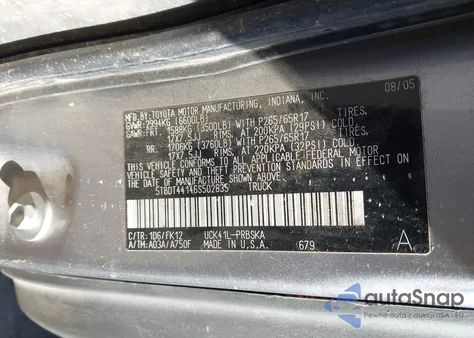2006 Toyota Tundra Sr5 V8 from USA, damaged, VIN 5TBDT44146S502835